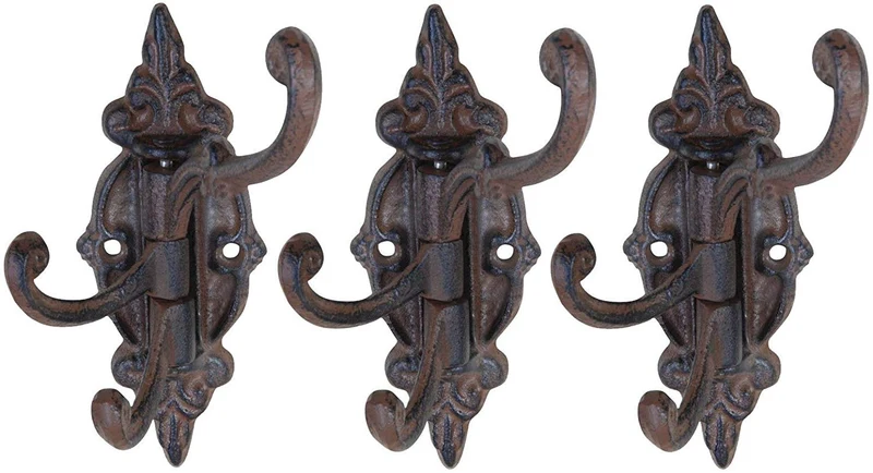 LB H&F 3 x Garderobe Wandgarderobe Kleiderhaken Wandhaken Dreifachhaken Doppelhaken Gelenkhaken Hakenleiste Retro Vintage antik Nostalgie