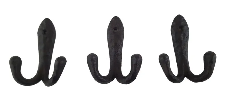 LB H&F 3 x Wandhakenhaken Haken Set Garderobe Wandgarderobe Kleiderhaken Metall Nostalgie massiv - Schmiede Optik - schwere Qualität