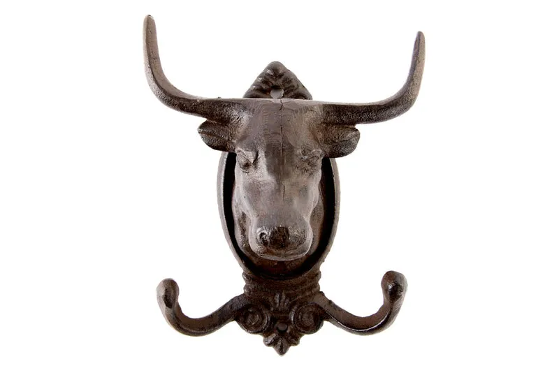 LB H&F Lilienburg 1 x Garderobenhaken Haken STIER Garderobe Wandgarderobe Kleiderhaken Metall Nostalgie massive schwere Qualität