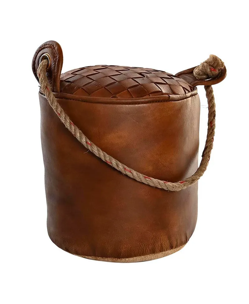 LB H&F Lilienburg Türstopper XXL 2 kg schwer - Leder Sack Vintage 20x20 cm Groß - Materialmix